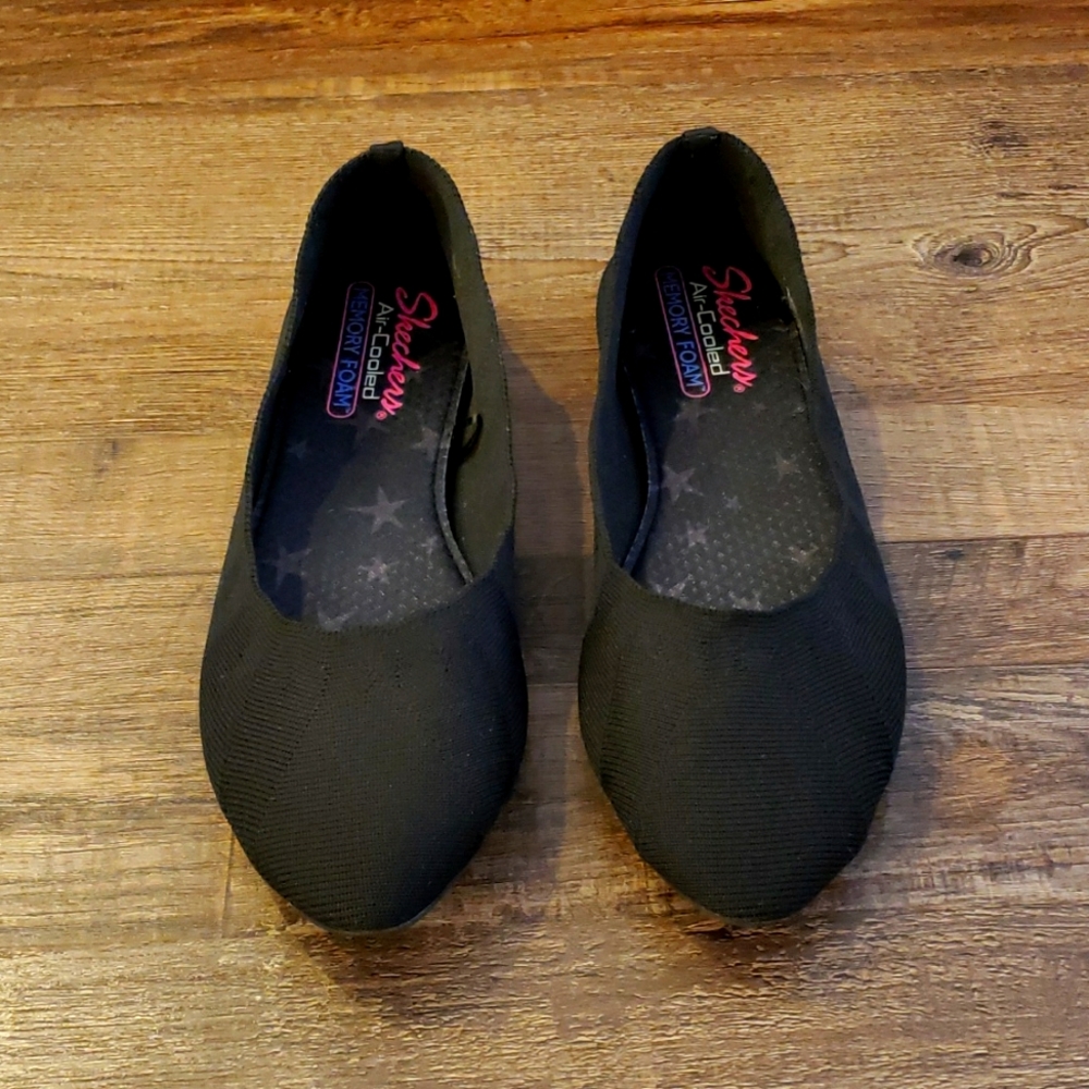 Sketchers Cleo Knit Black Flats Size 8.5